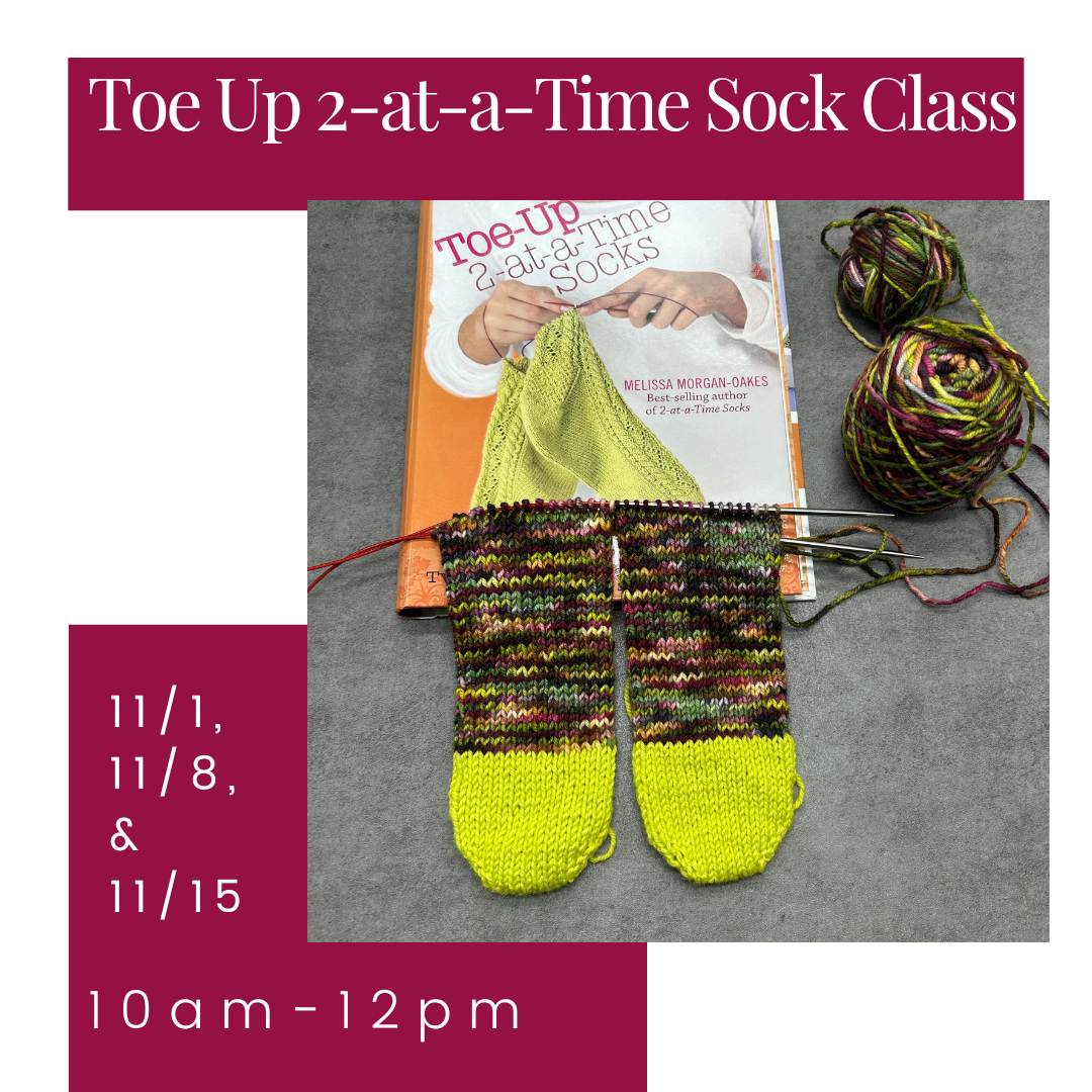 Toe Up 2-at-a Time Sock Class November