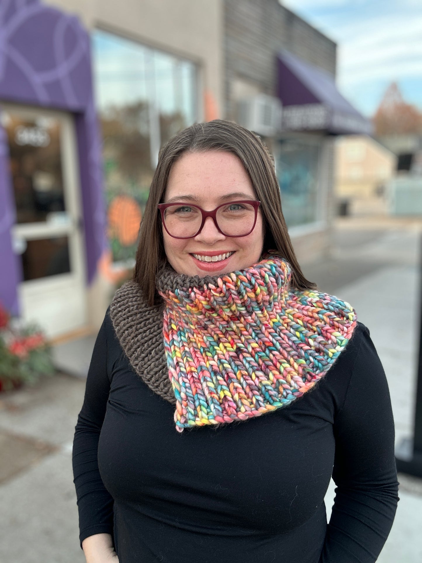 Double Spilt Color- Blocked Cowl