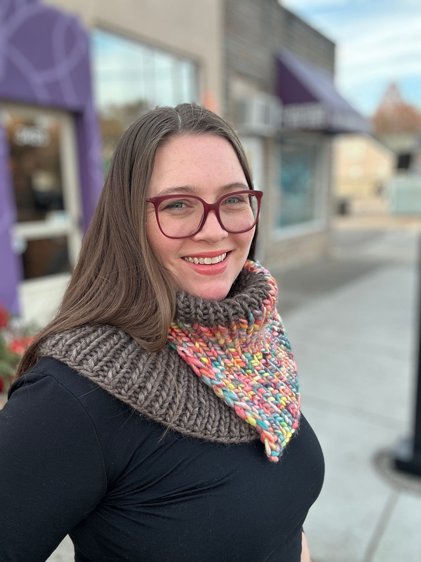 Double Spilt Color- Blocked Cowl